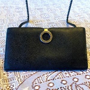 Bvlgari black leather slim bifold long wallet- EXC Condition!